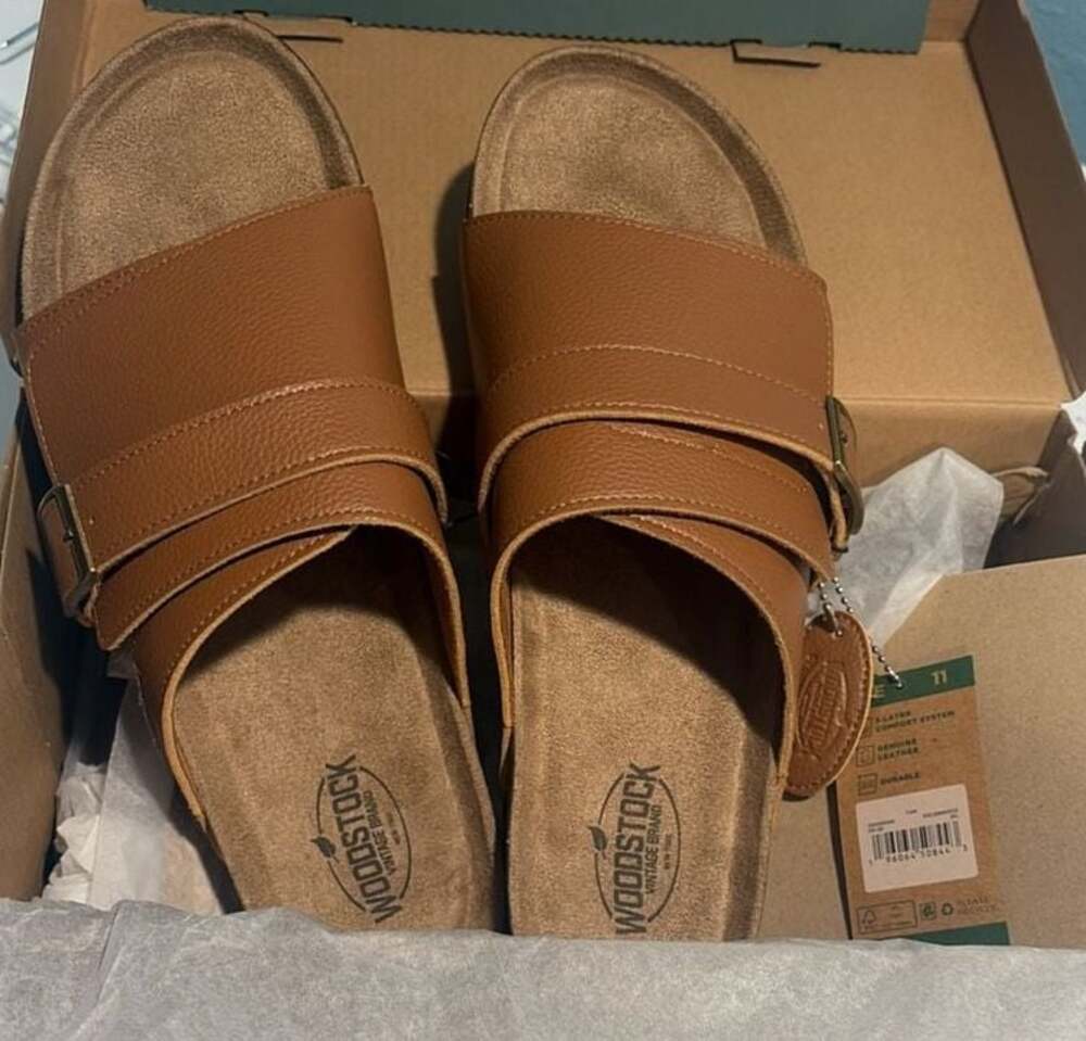Woodstock Vintage Brand Men's Austin Tan Genuine Leather Sandals